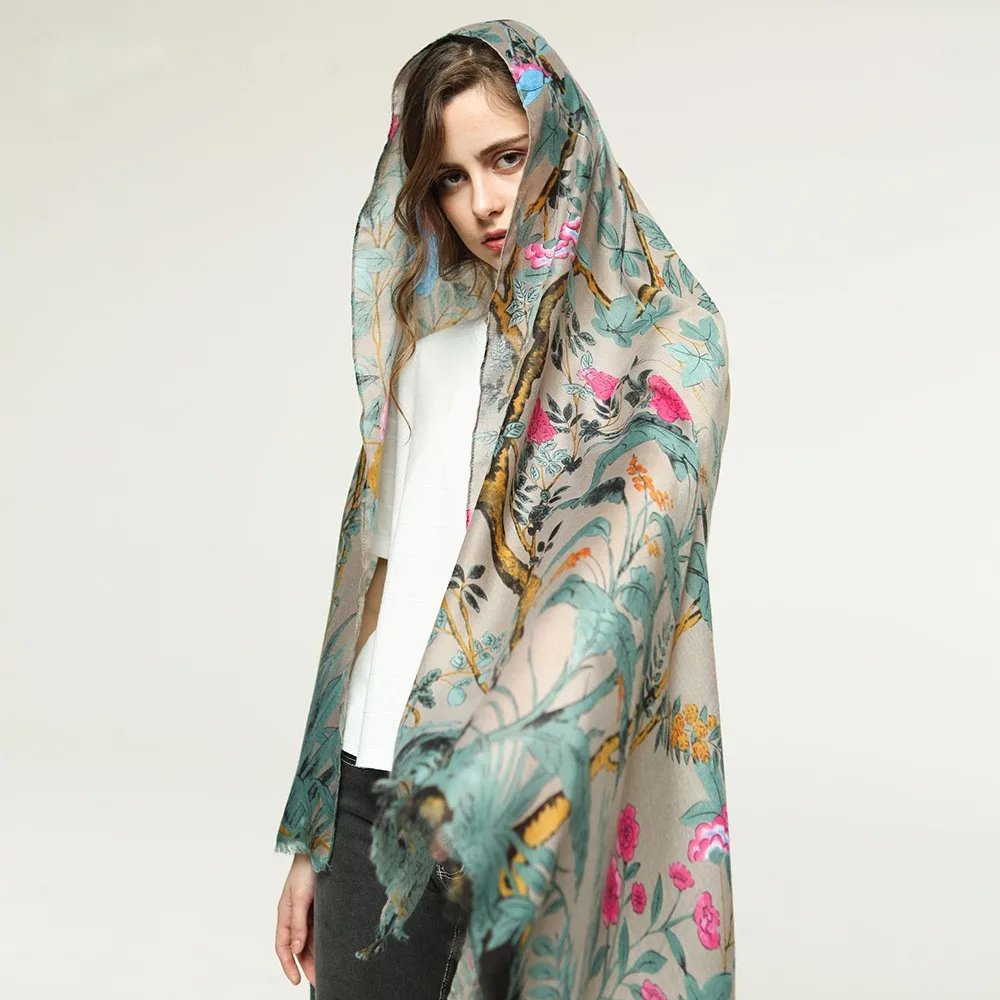 

90*180CM luxury brand women scarf fashion print silk scarves summer shawls and wraps soft pashmina lady bandana foulard hijabs