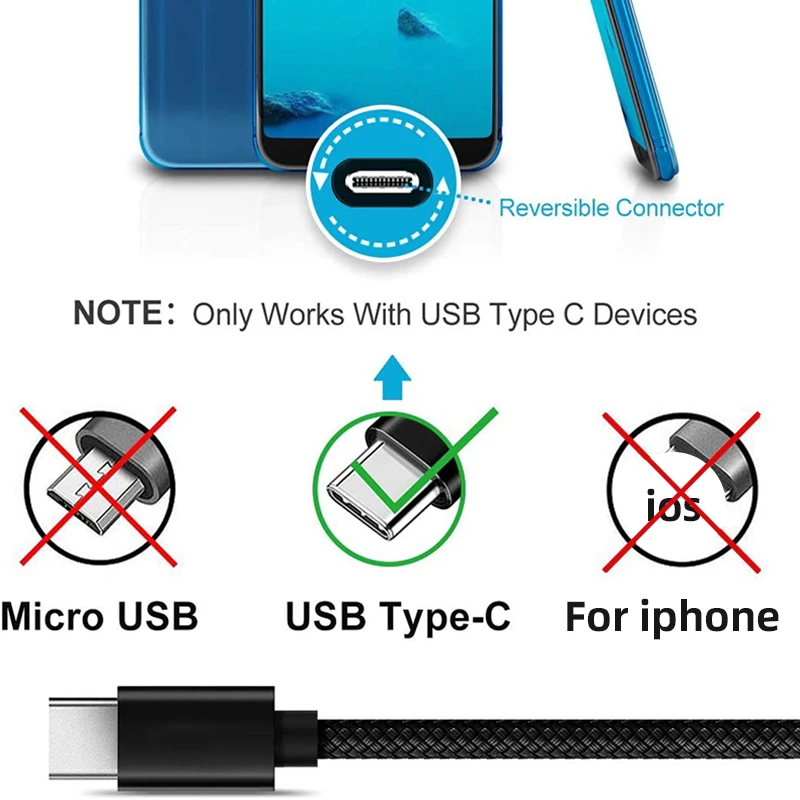 Кабель для быстрой зарядки USB C кабель PS5 Switch Samsung Galaxy Note LG длинный телефонный шнур 8