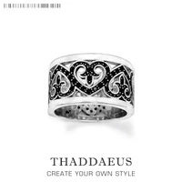 black arabesque hearts band ring europe style new fashion jewerly gift in 925 sterling silver for women