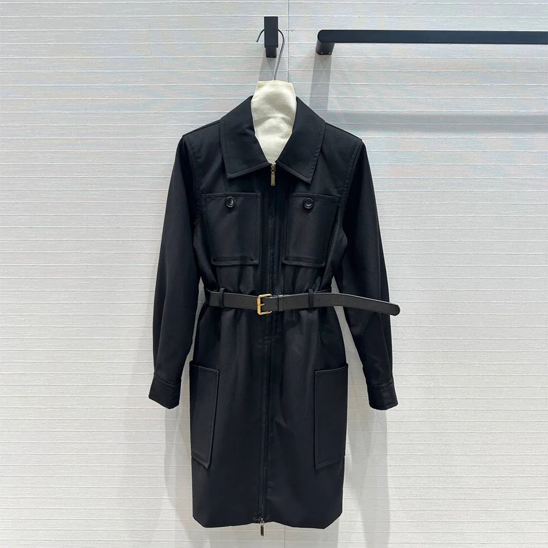 2024 Новое осеннее модное дизайнерское платье в стиле сафари женское с лацканами и