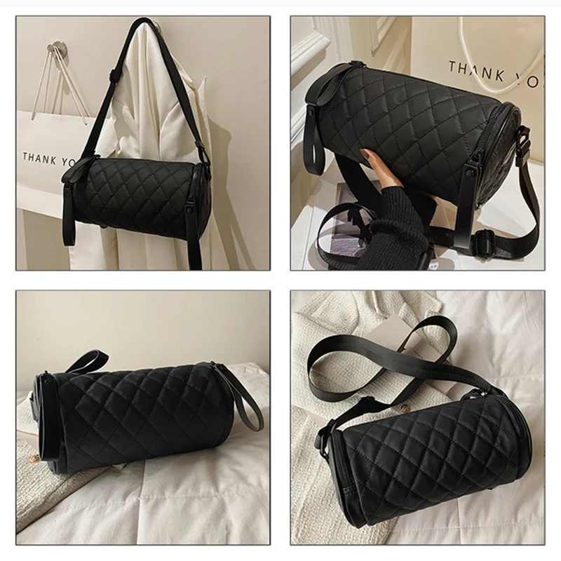 Rhombic Pattern Zipper Fashion Bucket Bags Large Capacity Exquisite Design Handbags Women Single Shoulder Handbags Tote Purse