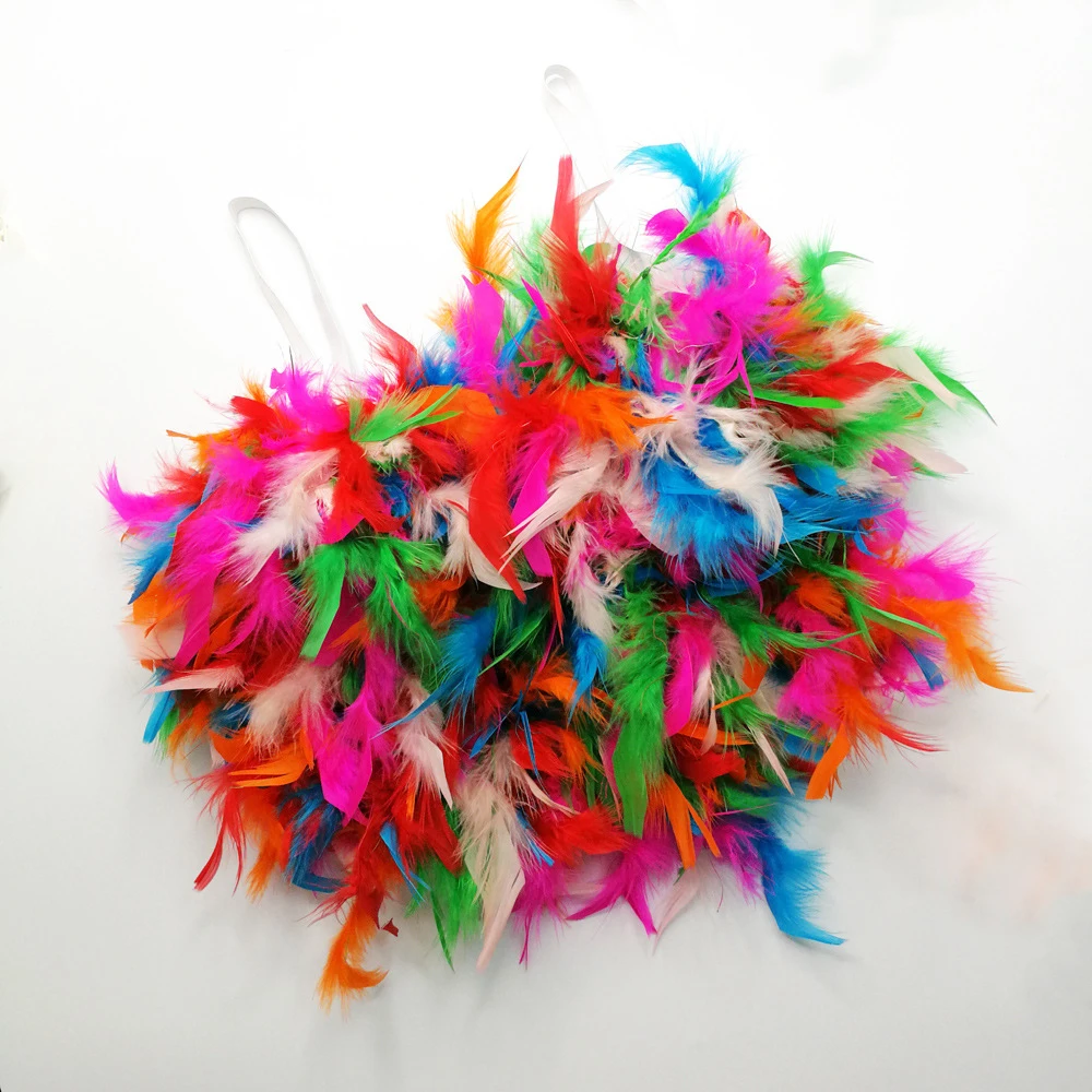 Женские топы зимний пикантный танцевальный корсет с перьями Женская майка