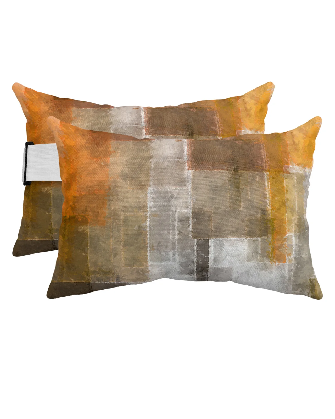 

Abstract Oil Painting Color Geometric Orange Waterproof Pillow With Insert Adjustable Lounge Chair Head Lumbar Travel Pillow