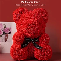 2022 new 25cm rose bears heart artificial flower rose teddy bear for women valentines wedding birthday christmas gift dropship