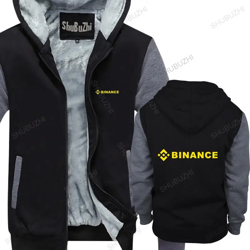 

men winter warm black hoody Binance jacket Crypto male thick hoodies euro size