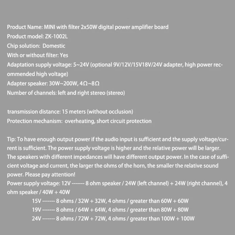 W3JB Mini ZK-1002L 5 0 Bluetooth-совместимая плата цифрового усилителя двойной 100 Вт