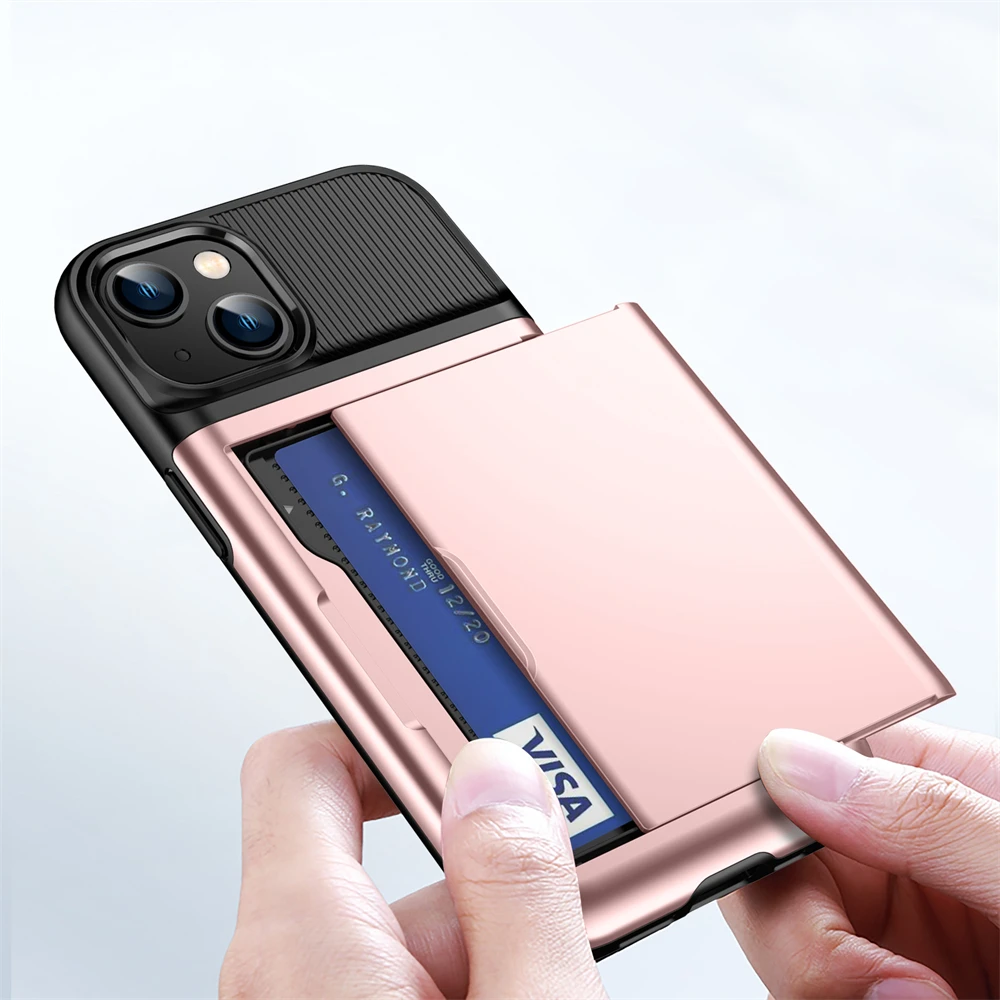 

Slide Wallet Card Slots Case For Apple iPhone 13 12 11 Pro Max 13pro 12pro 11pro Max iPhone12 iPhone13 Cover Coque Funda Pouch