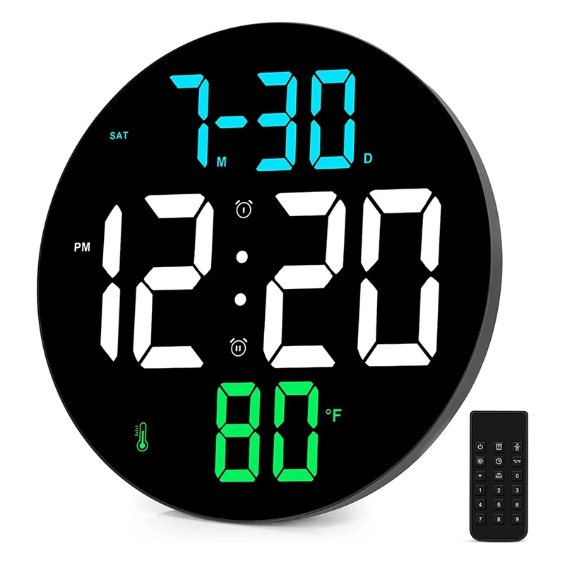 

Большие цифровые часы 9 дюймов с большим экраном, датой, комнатной температурой, светодиодным будильником с 12/24 часами