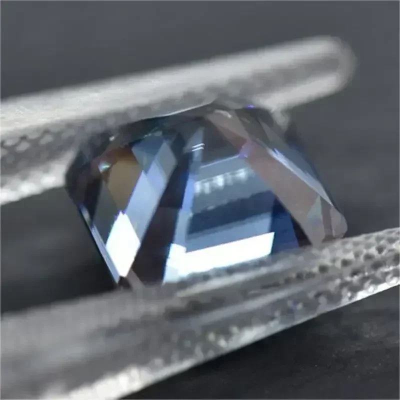 Муассанит камень Asscher сапфировый синий с сертификатом GRA тестер бриллиантов для
