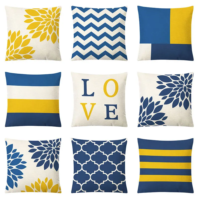 

Geometric Pattern Printed Throw Pillow Case Brief Soft Linen Cushion Cover Living Office Coffee Home Decorative Pillowcases