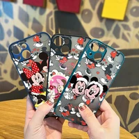 disney minnie mickey love for apple iphone 13 12 11 mini xs xr x pro max 8 7 6 plus frosted translucent matte cover phone case