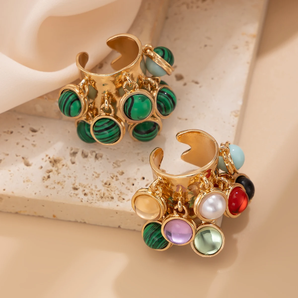 PuRui Boho красочные открытые кольца с кристаллами для женщин и мужчин свадебное