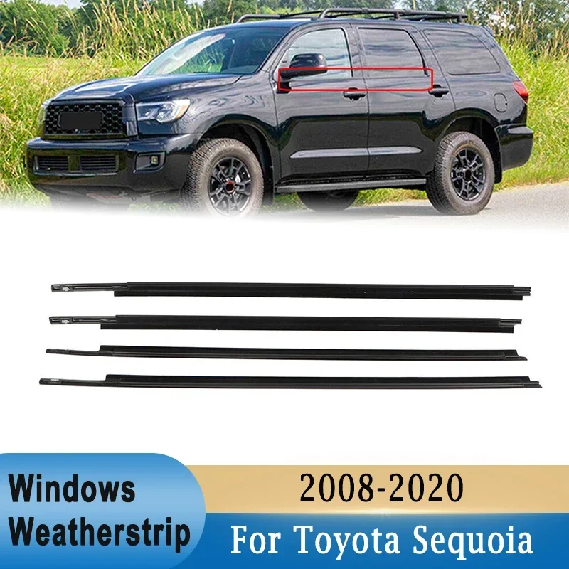 

Для Toyota Sequoia 2008-2020 4 шт. внешняя дверь, оконное стекло, уплотнитель, резиновый ремень, молдинг, уплотнение, передняя и задняя часть, черный