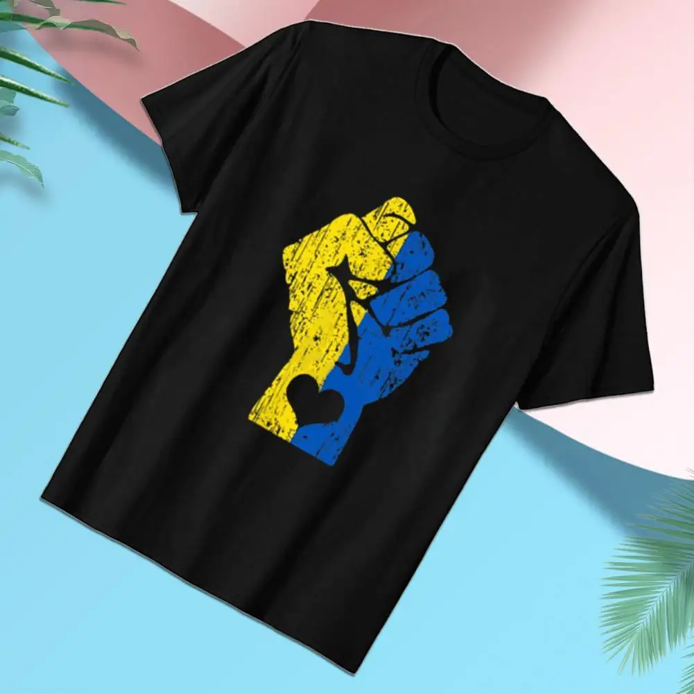 

Modern Male T-shirts Unique Windproof Men T-shirt Ukraine Flag Elements Men Tops