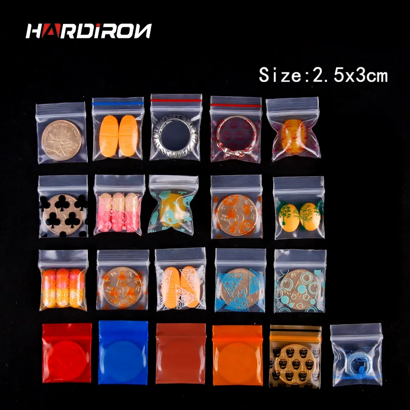 

2.5x3cm 1000Pcs Ziplock Bag Transparent Cartoon Bag PE Sealed Pocket Small Plastic Packaging Bag Button Mini Storage Orange Bag