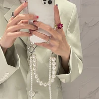 korean pearl bracelets chain case with lanyard aesthetic luxury case for iphone iphone 11 12 13 pro max xr x xs 7 8 plus cover