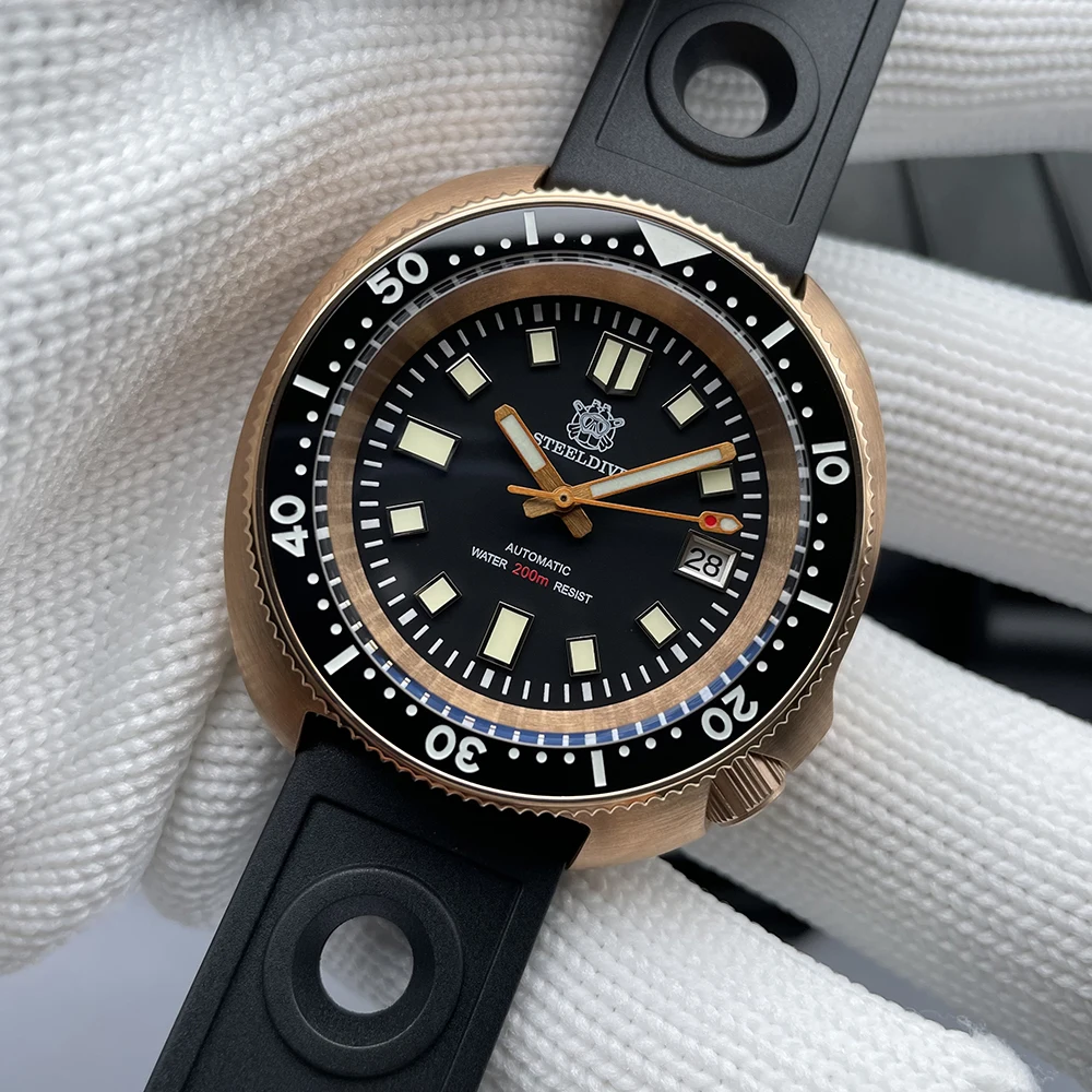 

NEW Bronze Dive Watch STEELDIVE SD1970S Luxury Abalone Super Luminous NH35 Automatic 200M Waterproof Mechanical Men's Wristwatch