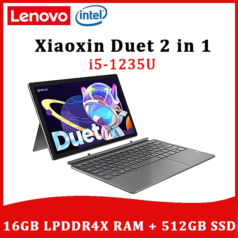 Lenovo Laptop Xiaoxin Duet 2-in-1 Intel i5-1235U 16G RAM 512GB SSD 12.4-inch 16:10 Touch Screen Windows 11 Ultraslim Notebook