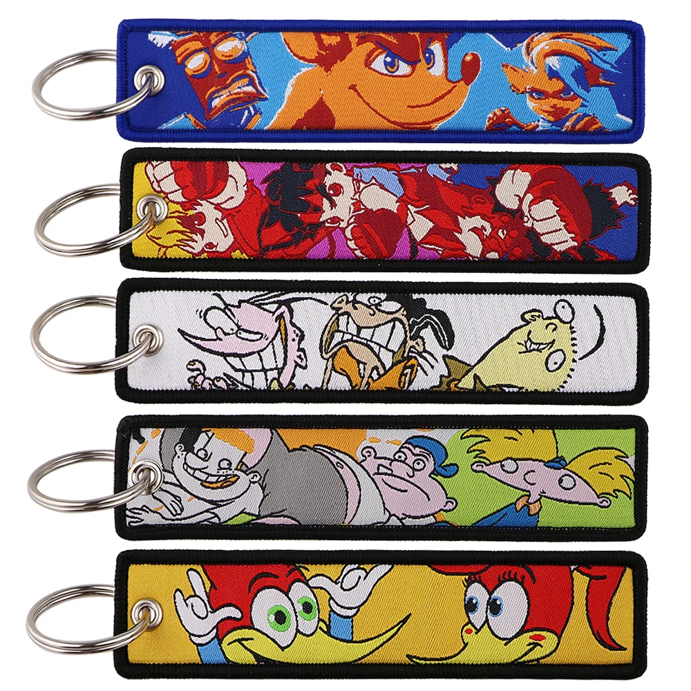 

Cartoon TV Series Wolf Keychain for Motorcycles Embroidery Key Fobs Holder Key Tags Key Ring Jet Tag Fashion Accessories
