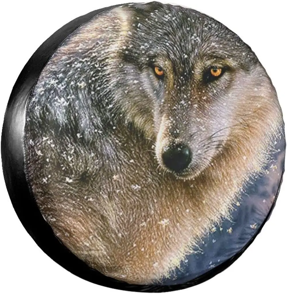 

Trendy Wolf Print Spare Tire Cover Waterproof Universal Wheel Cover Dust-Proof Tire Wheel Protector 14" 15" 16" 17"