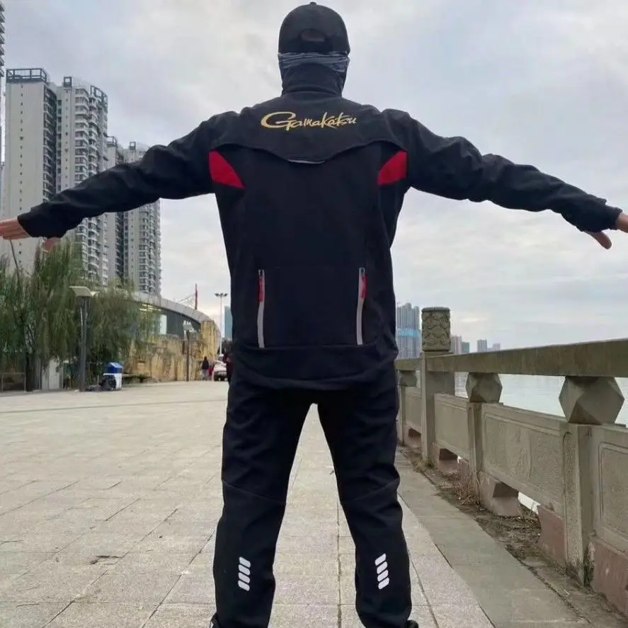 New Autumn Winter GM Fishing Clothing Mountaineering Fleece Warm Waterproof Breathable Fishing Jacket Pants Set