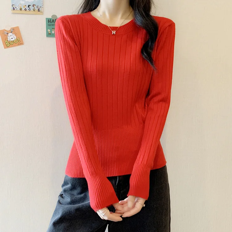 

Новинка 2022, модная женская новинка, женская нижняя рубашка, пуловер, универсальный Тонкий с длинным рукавом