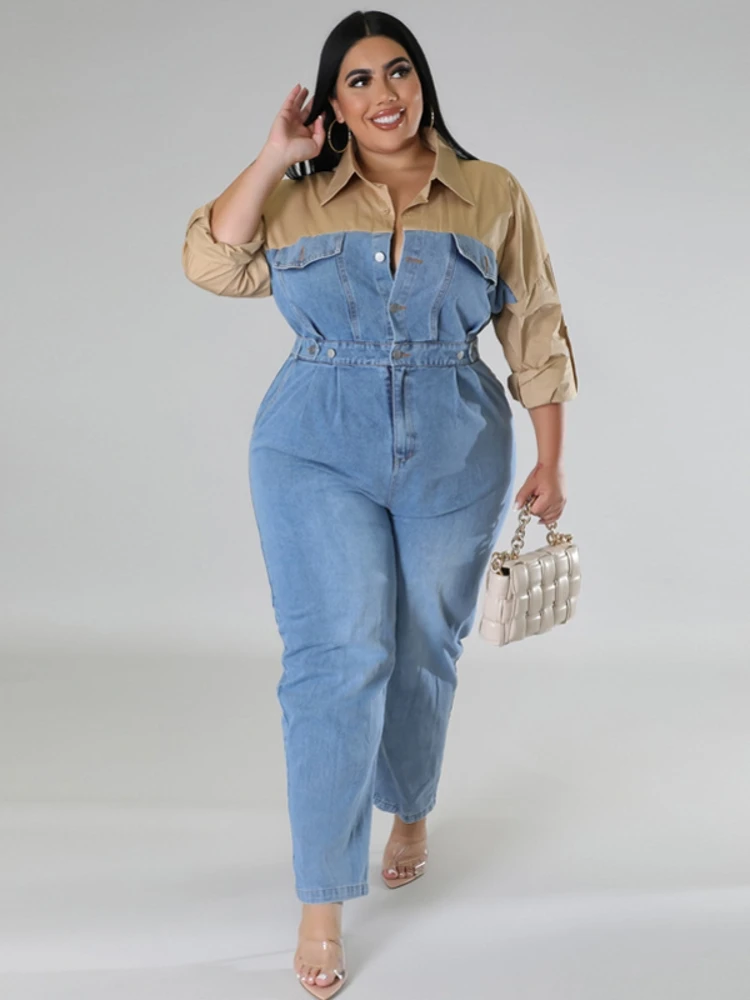 

Женский джинсовый комбинезон с длинным рукавом, свободный Облегающий комбинезон в уличном стиле, брюки с широкими штанинами, весна-осень 2023