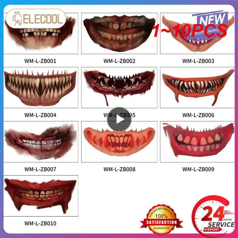 Татуировка на Хэллоуин 1-10 шт. наклейка лицо ужас кровавая рана Шрам Зомби