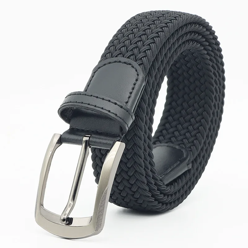 Trend New Woven Elastic Men'S Alloy Non-Punching Pin Buckle Belt Elastic Canvas Outdoor Military Training Women Wear Belt A3177