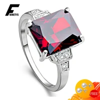 925 silver jewelry rings with geometric ruby zircon gemstone fashion finger ring for women wedding engagement party accessories