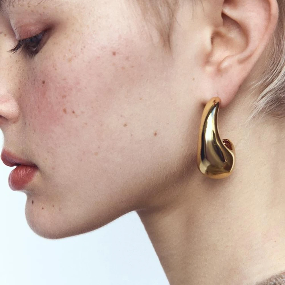 Новые серьги-гвоздики ZAA в форме слезы с-образной формы сплав золото металл