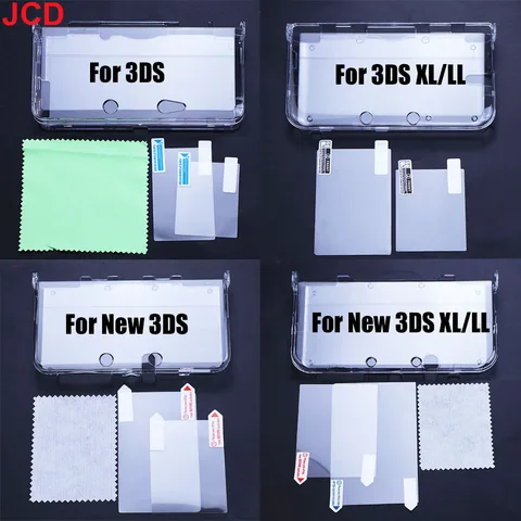 Пластиковый прозрачный кристаллический чехол JCD для 3DS 3DS XL/LL New 3DS New 3DS XL/LLConsole с защитной пленкой для экрана
