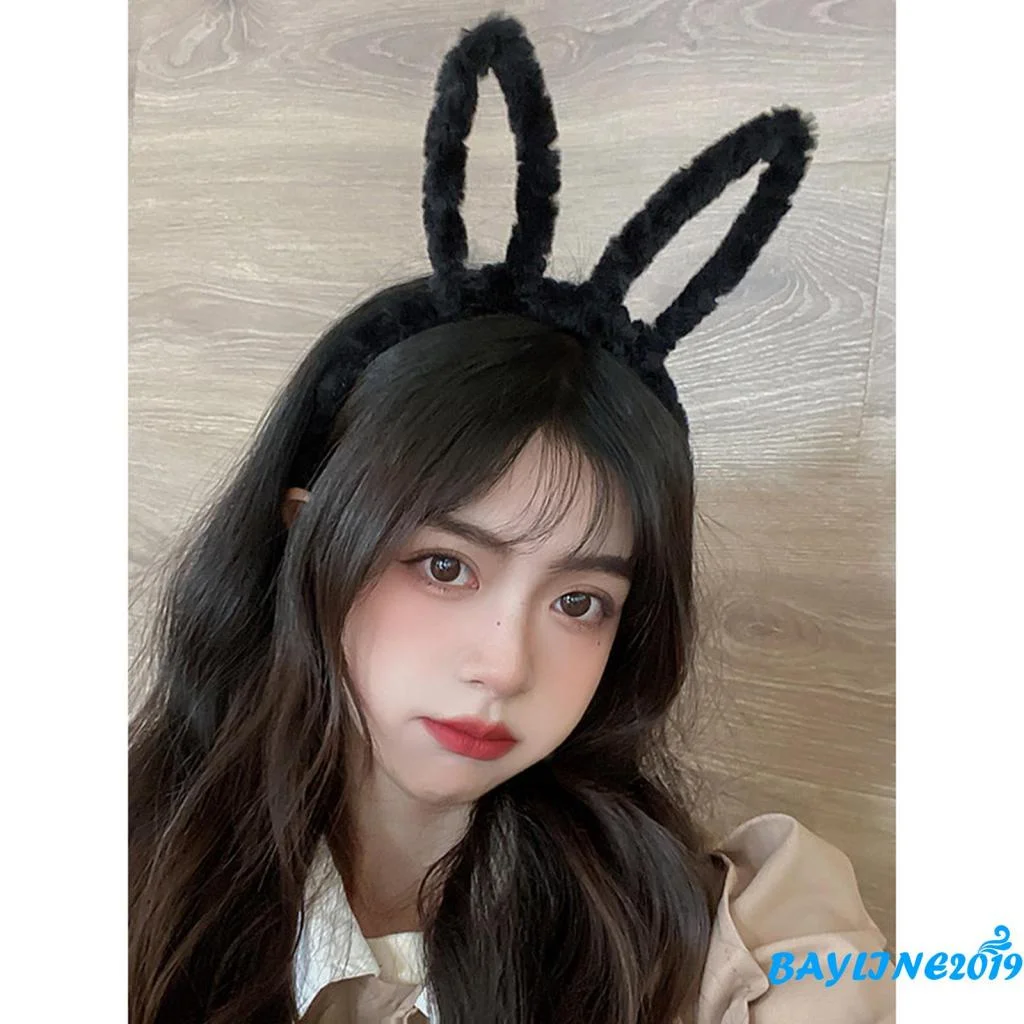 

BAY-Rabbit Ear Headband Plush Hair Bands for Halloween Easter Party Costume Decoration Supply