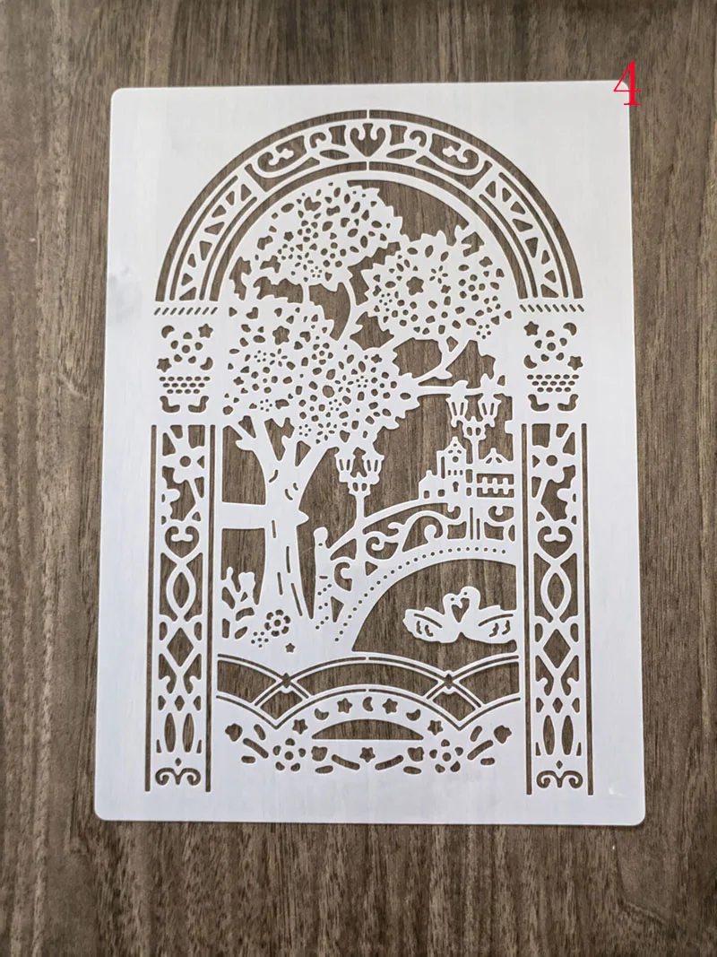 

Трафарет дерева и моста для мебели, 29 х21 см