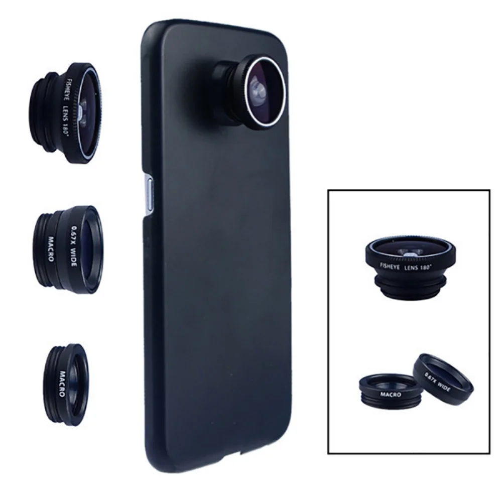

Phone Camera Lens 180 Fish Eye Wide Macro with Case Cover for Samsung Galaxy S8 Plus S6 Edge S5 Note 3 In 1 Mini Es Kit