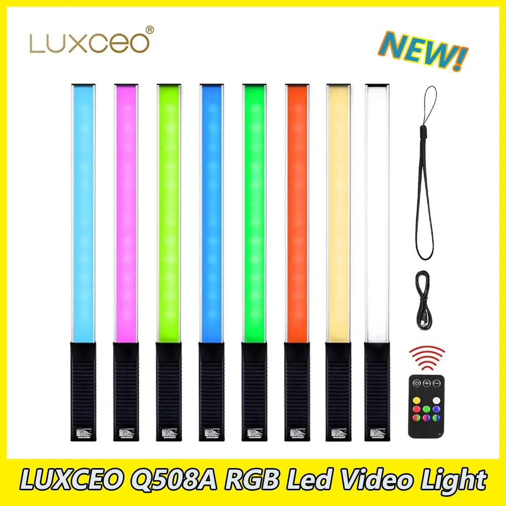 LUXCEO Q508A RGB Светодиодная лампа для фото-и видеосъемки, лампа для фотосъемки с дистанционным управлением, 8 цветов, 3000K-5750K, фотоосвещение для Youtube TikTok