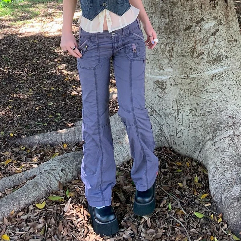 

Retro Y2K Low Waist Denim Jeans Grunge Fairycore Chic Cute Cargo Pants Aesthetic Streetwear 90s Fashion Trousers Aoottii