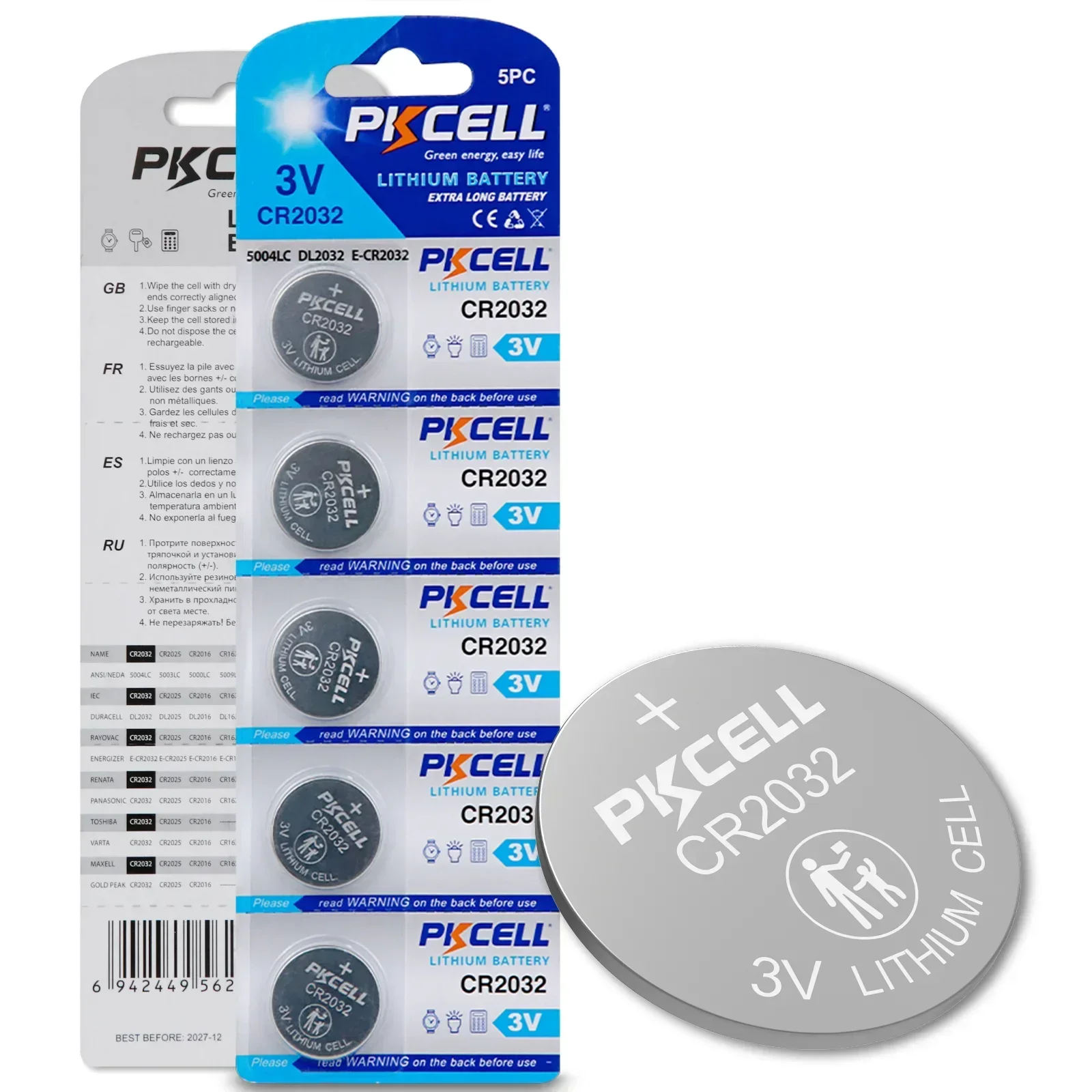 150 шт. PKCELL CR2032 DL2032 Cr 2032 3V литиевая батарейка батарейки для часов