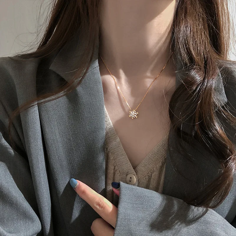 Настоящее ожерелье из стерлингового серебра 925 со снежинкой и ключицей для