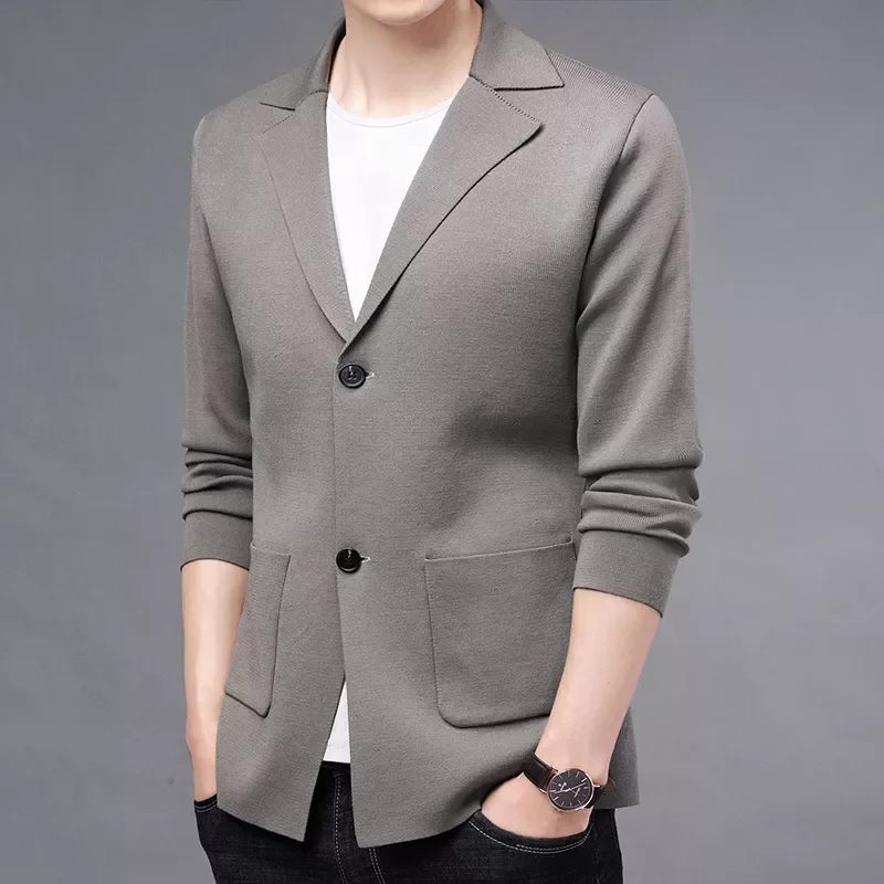 

2022NEW Cardigan Men Knitwear Blazers Coats Fashion Slim Fit Knitted Mens Jacket Korean Style Turn Down Collar Causal Mens Cloth