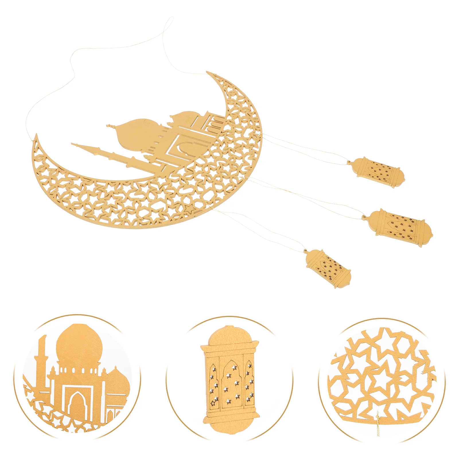 

Decorative Muslim Hanging Craft Unique Festival Ornament DIY Wooden Ornament