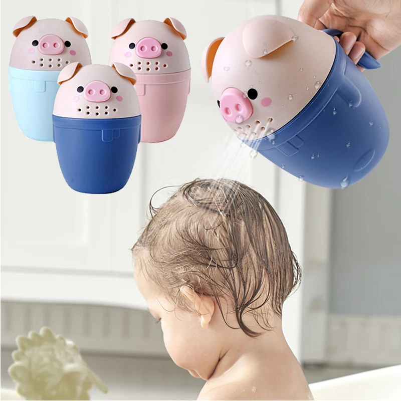 

Bath Tools Cartoon Pig Baby Shower Cap Cute Toddler Shampoo Cap Children's Bath Bucket Baby Shower Spoon Shower Shampoo Cup