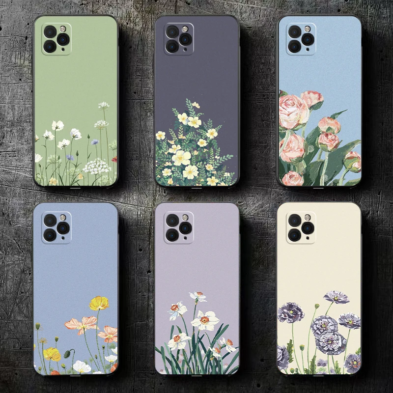 

Watercolor Painting Flowers And Plants Phone Case For Funda iPhone 11 13 12 Pro Max Mini X XR XS Max SE 2020 6 6s 7 8 Plus Etui