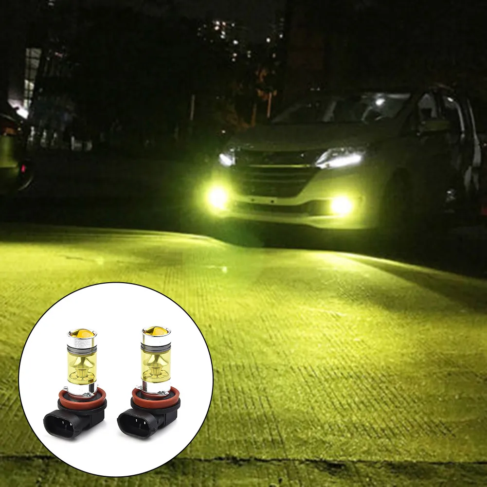 

2Pcs H11/H8 Led Yellow Fog Light Bulb 4300K 100W 1500LM Super Bright DRL Automobiles Fog Light Bulbs