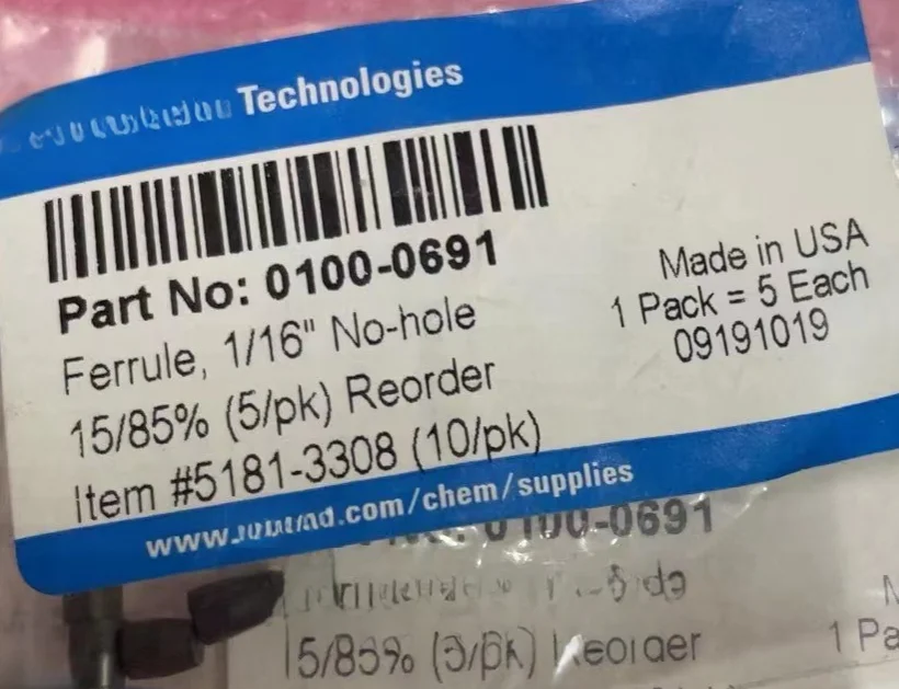 Для Agilent 0100-0691 наконечник 1/16 &quotбез отверстия 09191019 15/85%(5/pk) для массового