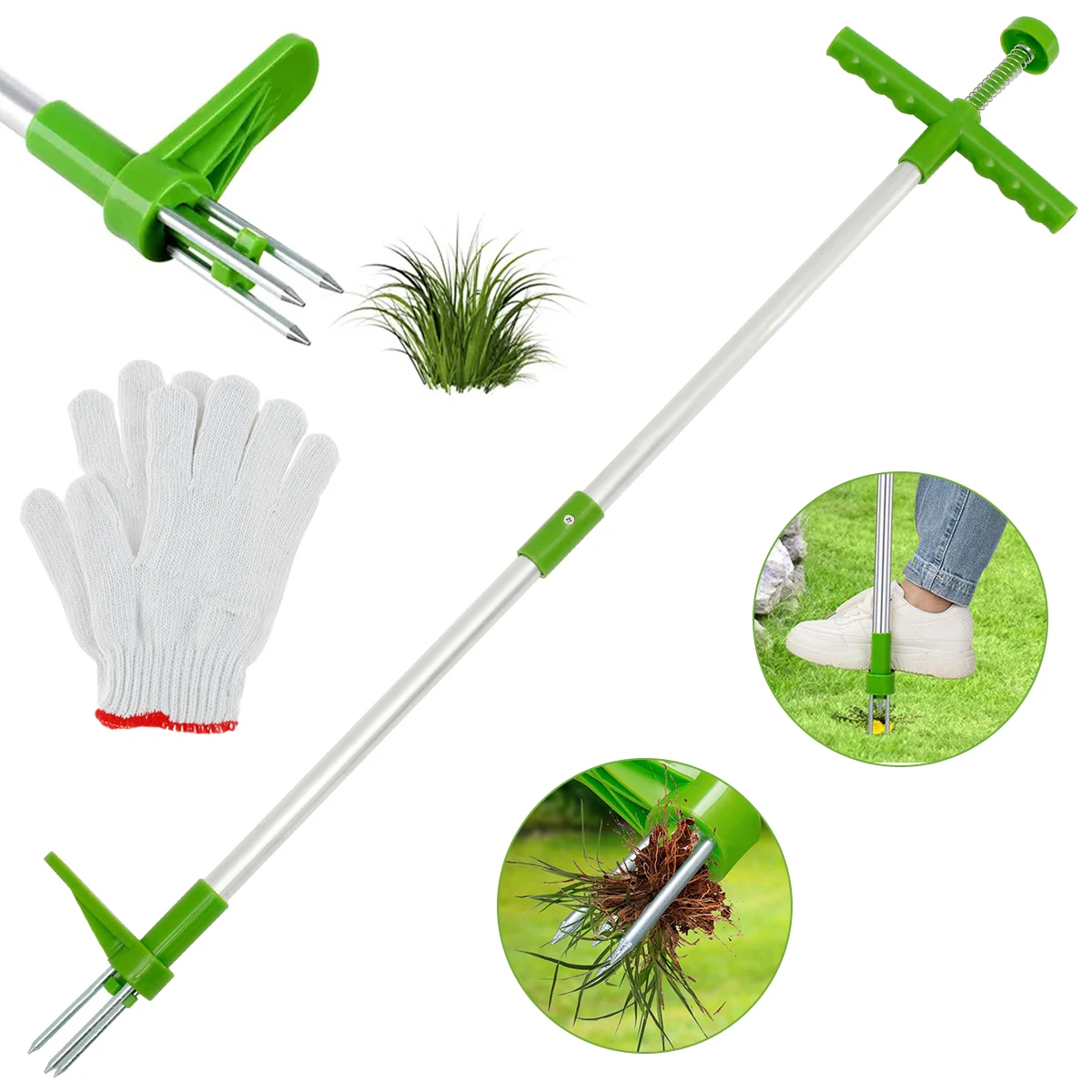 

39inch Weed Puller Stand Up Manual Weed Removal Tools Long Handle Weeder Hand Tool with Stainless Steel Claw Sturdy Lightweight