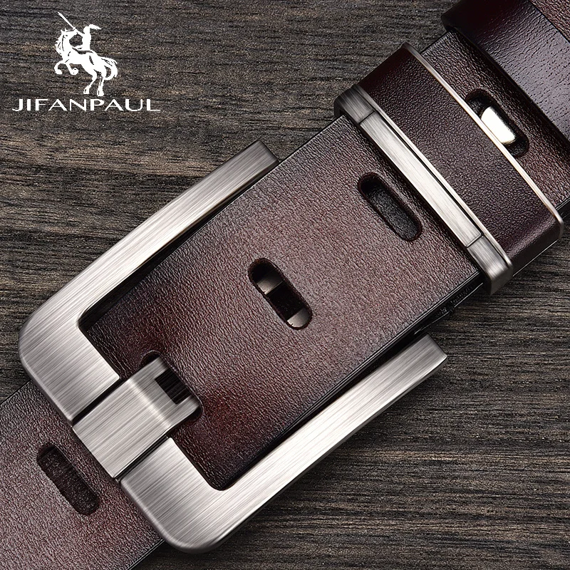 New Leather Cowhide Men's Belt Fashion Metal Alloy Pin Buckle Adult Luxury Brand Jeans Business Casual Waist Male Strap Brand