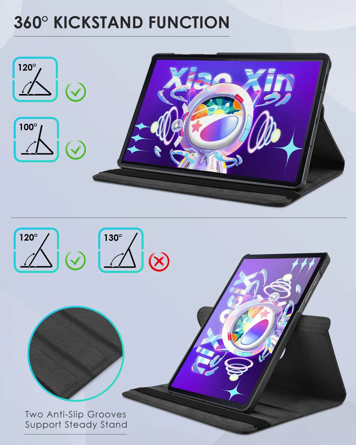 Фото Чехол для Lenovo Xiaoxin Pad 2022 10,6 дюйма, чехол из искусственной кожи с функцией сна и пробуждения, вращающийся на 360 градусов чехол-подставка Xiaoxin Pad TB128FU №2