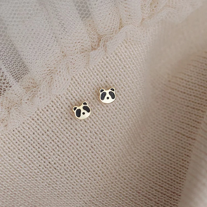 1 пара классических серег-гвоздиков с головой панды модные серьги-гвоздики для