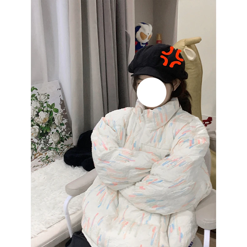 Парка женская с хлопковой подкладкой и принтом новинка зимы 2024 верхняя одежда